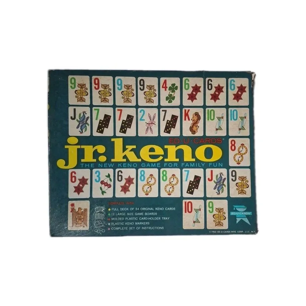 JR. KENO ED-U-CARDS Board Game 1962 Complete Nice Condition